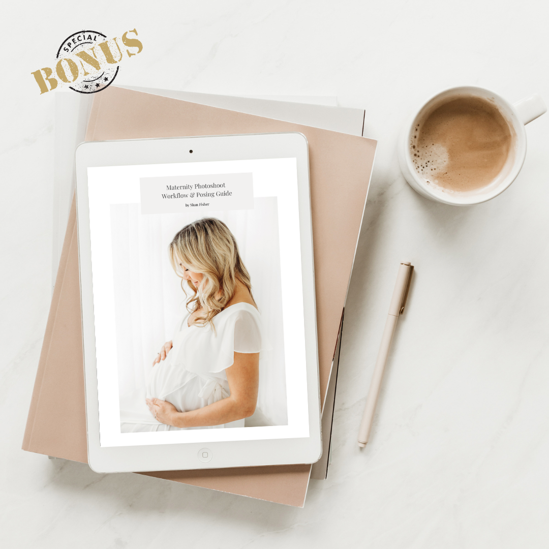 When you sign up Membership this month you will receive my 30 minutes Maternity Photoshoot Workflow and Posing Guide.